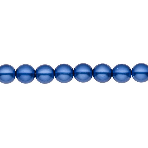 Bead, Czech pearl-coated glass druk, opaque royal blue, 6mm round. Sold per 15-1/2" to 16" strand. image number 0
