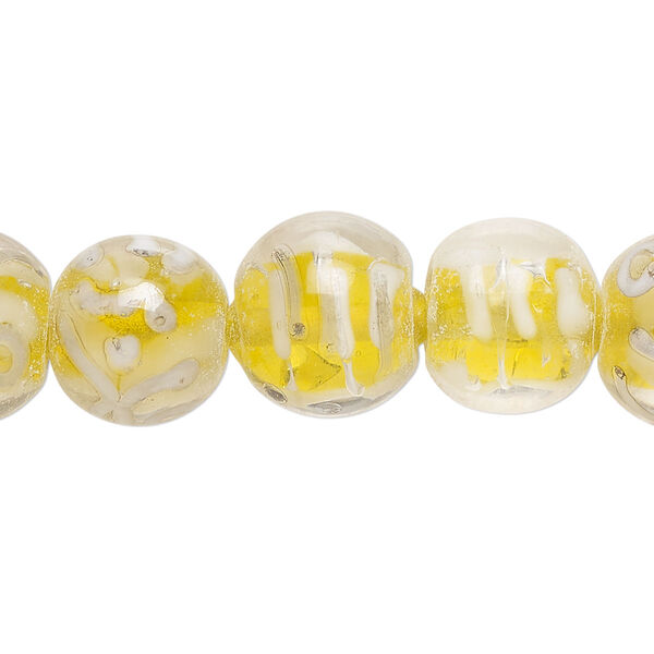 Bead, lampworked glass, translucent multicolored, 12mm round. Sold per 8-inch strand, approximately 15 beads. image number 0