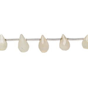 Peach moonstone 1pkg19, hand-cut top-drilled faceted briolette bead natural 6x4mm-10x6mm