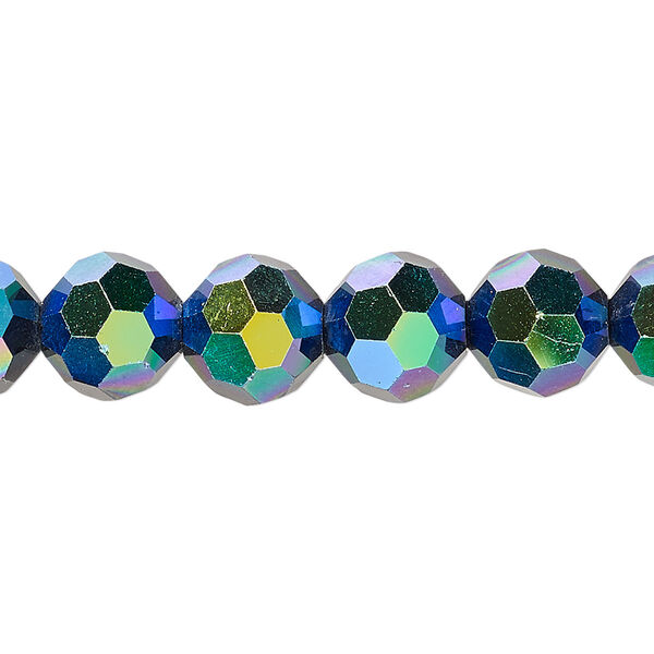 Bead 1pk 32 facets opaque black AB, Celestial Crystal® 10mm round 15.5-16 inch image number 0
