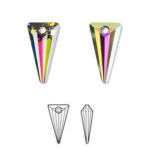 Drop 1pk crystal vitrail medium P, Crystal Passions® 18x10mm pendant spike 6480