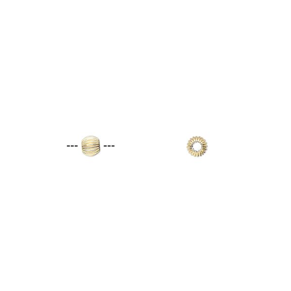 Bead, 14Kt gold, 3mm corrugated round. Sold individually. image number 0