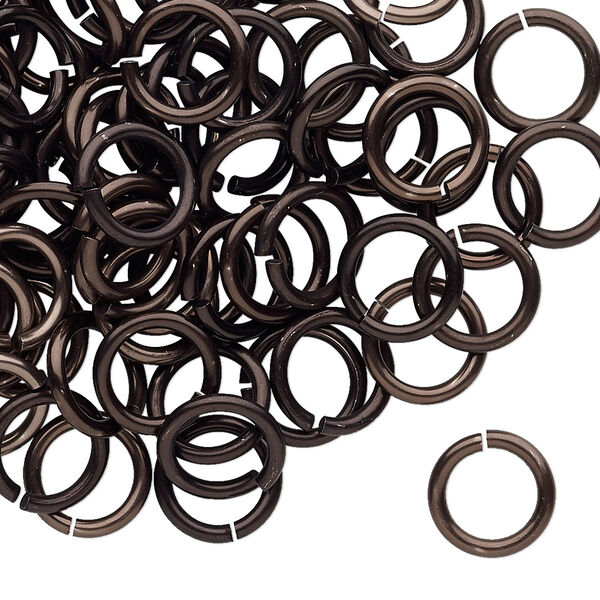 Jump ring, anodized tempered aluminum, brown, 10mm round, 7.2mm inside diameter, 15 gauge. Sold per pkg of 100. image number 0