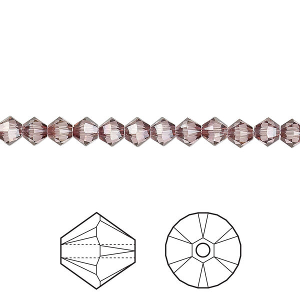 Bead 48pk crystal antique pink, Crystal Passions® 4mm bicone 5328 image number 0
