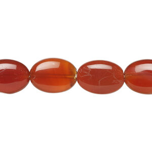 Red agate 1pkg1, puffed oval bead, 15 inch 13x9mm-14x10mm dark