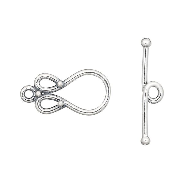 Clasp toggle 1pkg1 sterling silver, 18x10.5mm fancy loop, JBB Findings 1-strand image number 0