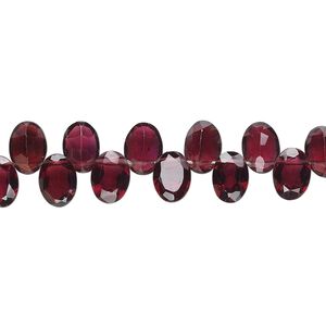 Garnet 1pkg1, hand-cut top-drilled faceted oval bead 15.5-16 inch 7x5mm