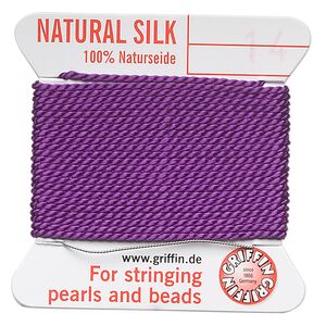 Thread, Griffin, silk, amethyst purple, size #14. Sold per 2-meter card (approximately 78 inches).