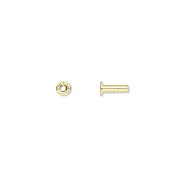 Eyelet, brass, 7x3.5mm with 6x1.9mm tube and 1.4mm inside diameter, fits 2mm hole. Sold per pkg of 100. image number 0