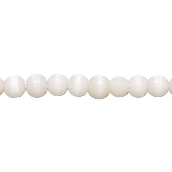 Bead, cat's eye glass (fiber optic glass), soft pink, 5-7mm round. Sold per 14-inch strand, approximately 70 beads. image number 0