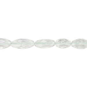 Green quartz 1pkg1, hand-cut faceted oval bead 8 inch 9x5mm-13x6mm