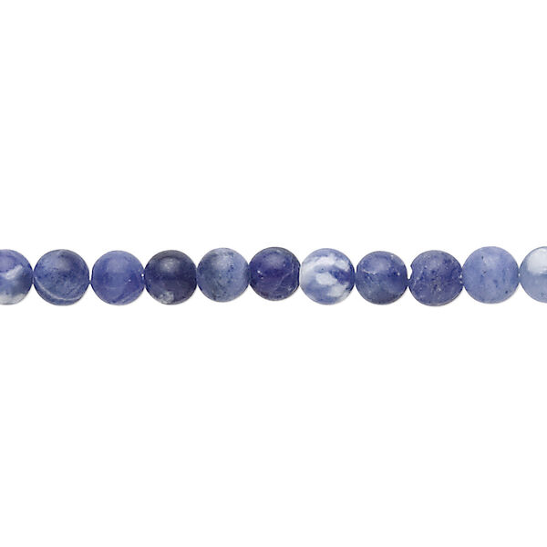 Bead, sodalite (natural), 4mm round, B grade, Mohs hardness 5 to 6. Sold per 15-1/2" to 16" strand. image number 0
