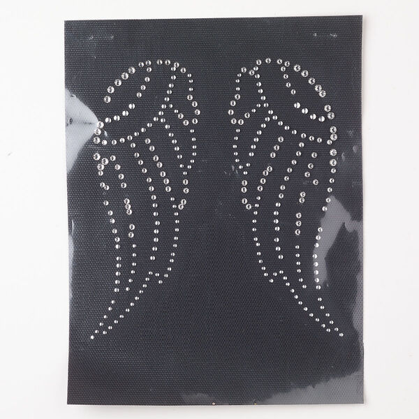 Transfer 1pk crystal silver foil back 6-1/2x5-3/4 inch iron-on angel wings image number 0