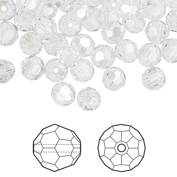 Bead 144pk crystal moonlight, Crystal Passions® 6mm round 5000 image number 0