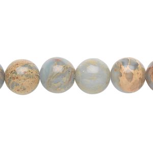 Aqua terra "jasper" 1pkg1, round bead natural 15.5-16 inch 10mm