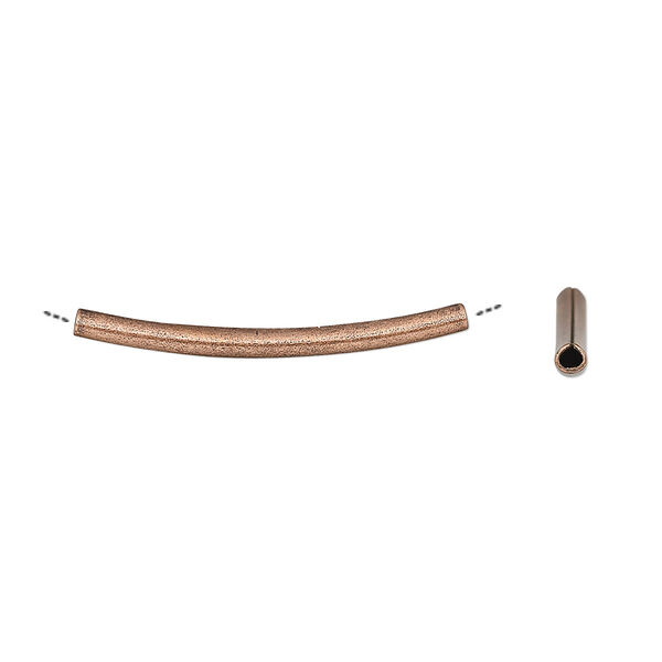 Bead, antique copper-plated brass, 26x2mm curved tube. Sold per pkg of 20. image number 0