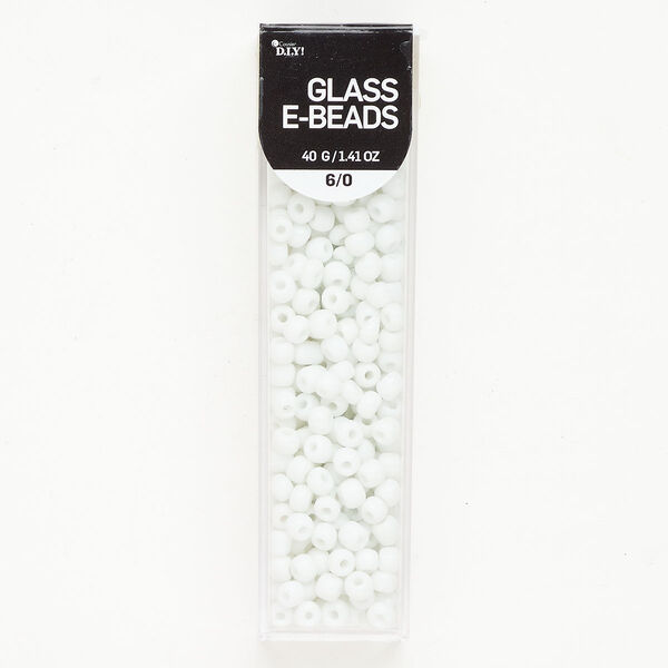 Glass 1pkg1, #6 round seed bead 40 gram opaque white image number 0