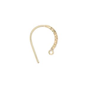 Ear wire 1pkg2 14Kt gold-filled, 16mm textured flat round / round wire / closed loop, 20 gauge 1 pair