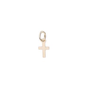 Drop, rose gold-plated sterling silver, 7x5mm cross. Sold per pkg of 4.