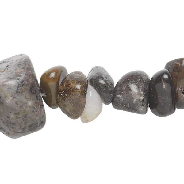 Bead, Himalayan riverstone (natural), medium tumbled chip, Mohs hardness 3-1/2. Sold per 15-1/2" to 16" strand. image number 0