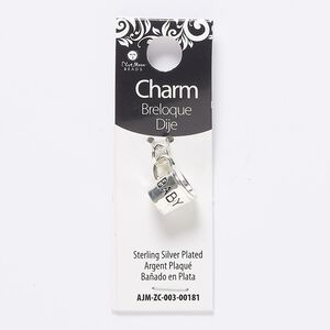 Charm, antique silver-finished "pewter" (zinc-based alloy), 14x10mm 3D cup with "Baby." Sold individually.