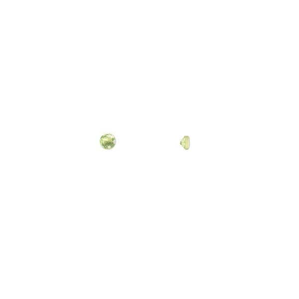 Gem, cubic zirconia, peridot green, 2mm faceted round, Mohs hardness 8-1/2. Sold per pkg of 10. image number 0