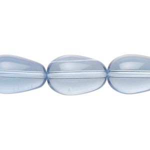 Bead, glass, transparent blue, 17x11mm-18x13mm teardrop. Sold per 15-1/2" to 16" strand.