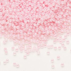 Seed bead, Preciosa Ornela Czech glass, pkg/500g, #11 rocaille, opaque luster pastel pink, (37173).