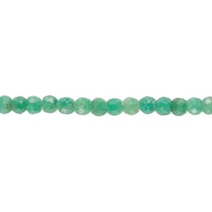 Green onyx 1pkg1, hand-cut faceted round bead 13 inch 3-4mm