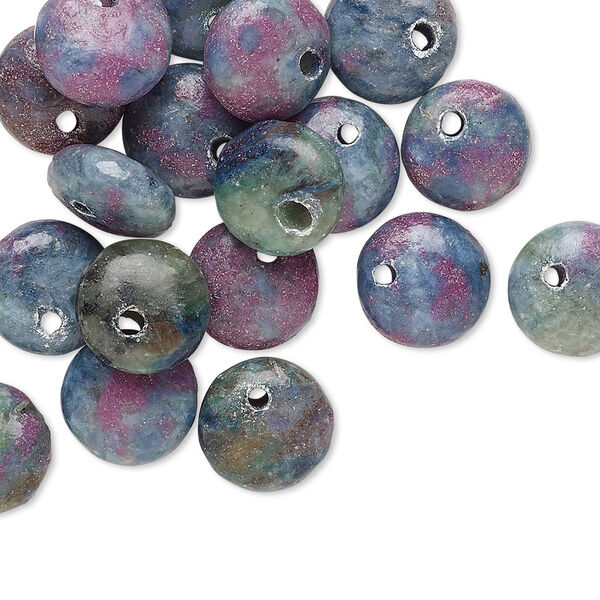 Drop, ruby in kyanite (stabilized), 10mm flat round, B grade, Mohs hardness 9 and 4. Sold per pkg of 20. image number 0
