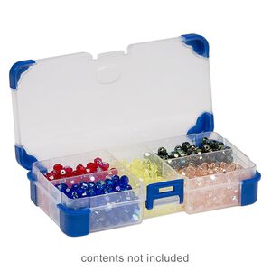 Organizer, acrylic and rubber, clear and blue, 5-1/2 x 2-3/4 x 1-1/4 inch rectangle, 5 compartments. Sold individually.