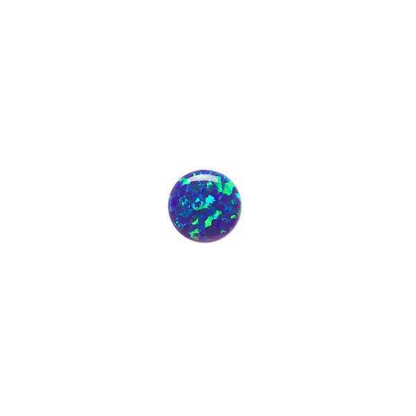 Cabochon, "opal" (silica and epoxy) (man-made), dark blue, 8mm calibrated round. Sold individually. image number 0