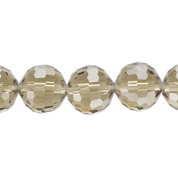 Bead, glass, translucent khaki, 12mm checkerboard faceted round. Sold per 8-inch strand, approximately 15 beads. image number 0