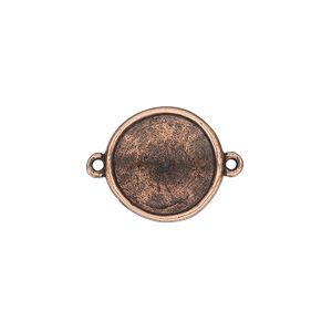 Link, Almost Instant Jewelry®, antique copper-plated pewter (tin-based alloy), 17mm round with 14mm rivoli setting. Sold individually.