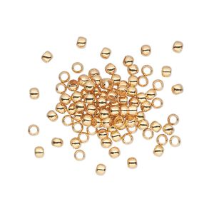 Bead, gold-plated brass, 2.5mm micro round. Sold per pkg of 100.