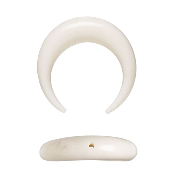Component, bone (bleached), 24mm hand-cut double-sided naja, Mohs hardness 2-1/2. Sold individually. image number 0