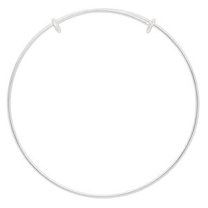 Bracelet, bangle, sterling silver, 1mm wide, adjustable from 6-1/2 to 8 inches. Sold individually.