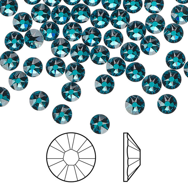 Flat back 144pk blue zircon foil back, Crystal Passions® 4.6-4.8mm rose round SS20 2088 image number 0