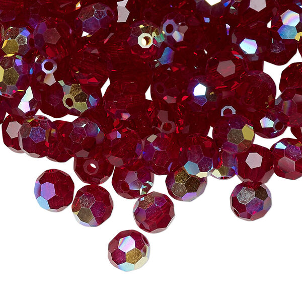 Bead 24pk Siam AB, Preciosa Czech crystal 6mm round image number 0