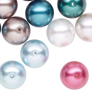 Pearl mix 30pk mixed colors, Celestial Crystal® 14mm round