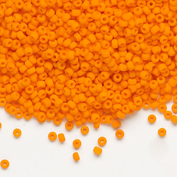 Seed bead, Dyna-Mites™, glass, pkg/1/2kg, #11 round, opaque matte orange, (733MA 11/0 RR). image number 0