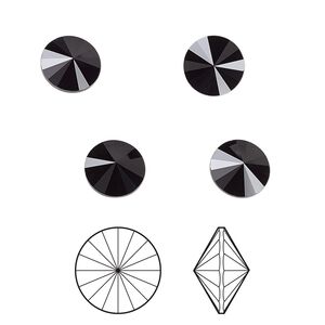 Chaton 8pk jet, Crystal Passions® 8.16-8.41mm rivoli SS39 1122