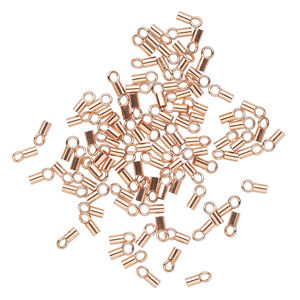 Crimp end, copper-plated brass, 3x2mm tube with loop. Sold per pkg of 100.