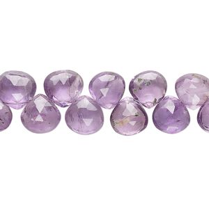 Amethyst 1pkg1, hand-cut top-drilled faceted puffed teardrop bead natural 7 inch 6-9mm