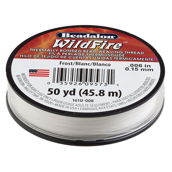 Thread, Beadalon® WildFire™, polyester and plastic, frost, 0.15mm with bonded coating, 10-pound test. Sold per 50-yard spool. image number 0