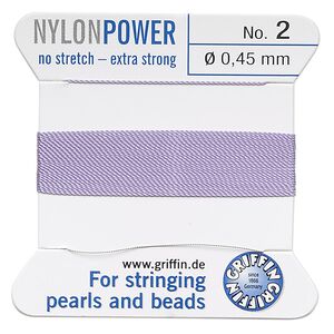 Thread, Griffin, nylon, lilac, size #2. Sold per 2-meter card (approximately 78 inches).