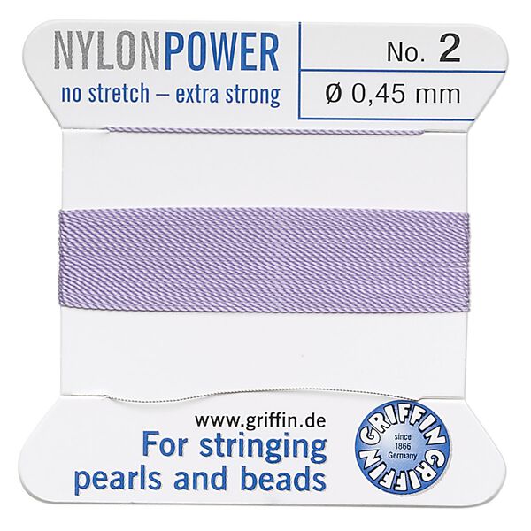 Thread, Griffin, nylon, lilac, size #2. Sold per 2-meter card (approximately 78 inches). image number 0