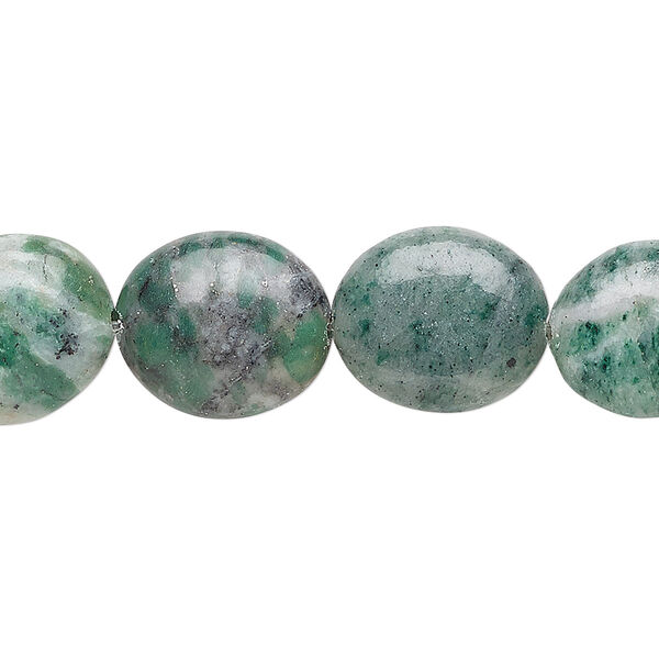 Ching hai "jade" 1pkg1, flat oval bead natural B grade, 15.5-16 inch 14x12mm image number 0