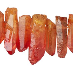 Quartz crystal 1pkg1, hand-cut top-drilled point bead 4 inch 15x4mm-34x12mm