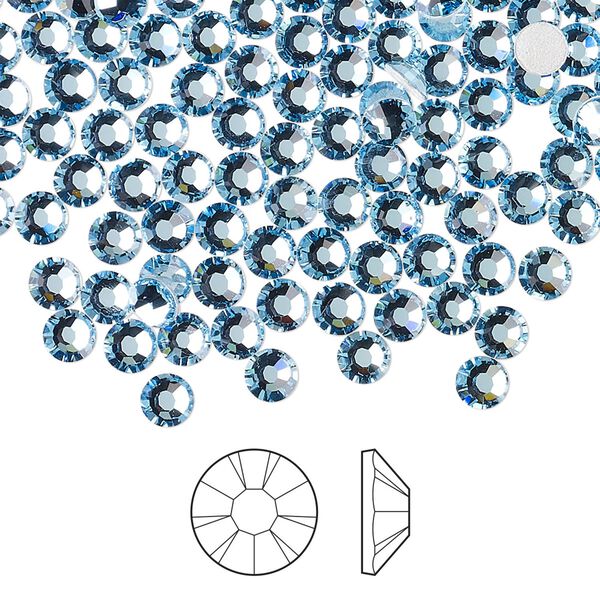 Flat back 1440pk aquamarine foil back, Preciosa MAXIMA Czech crystal hotfix rhinestone 3.8-4mm chaton rose round SS16 image number 0